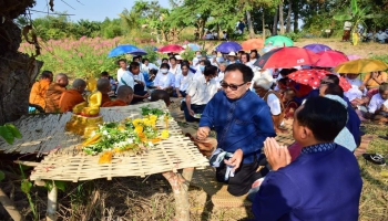 ภาพรวมบุญผะเหวดบ้านกลางใหญ่ ประจำปี 2566 ตำบลกลางใหญ่ อำเภอบ้านผือ จังหวัดอุดรธานี